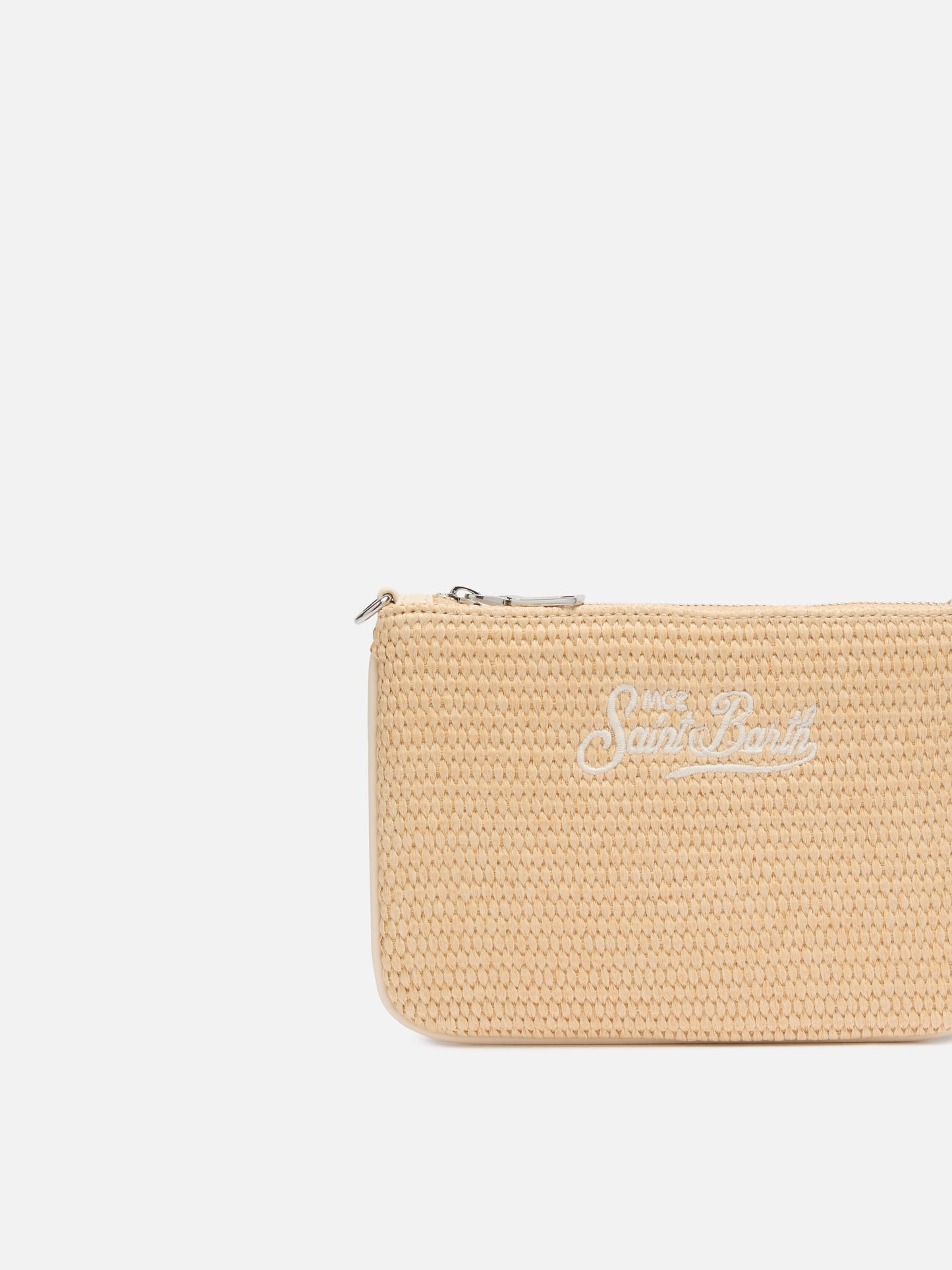 Beige Parisienne Straw mini pouch bag