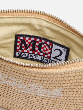 Beige Parisienne Straw mini pouch bag