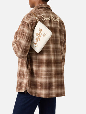 Bolso de hombro de fieltro Off white Mini Parisienne con bordado del logo 