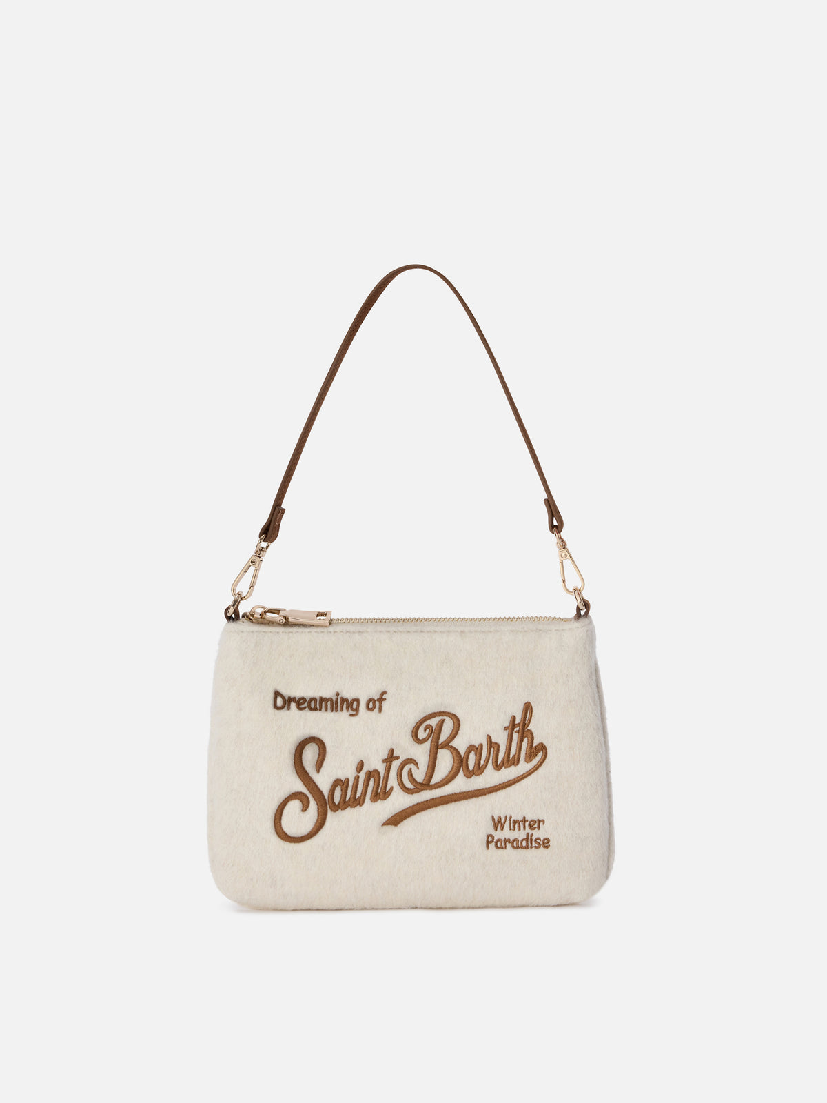Bolso de hombro de fieltro Off white Mini Parisienne con bordado del logo 