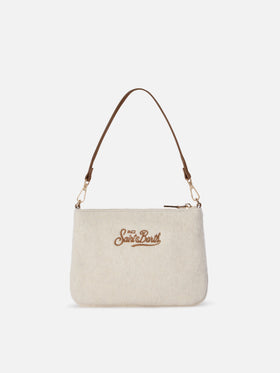Bolso de hombro de fieltro Off white Mini Parisienne con bordado del logo 