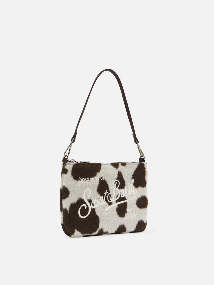 Parisienne Mini Shoulder Bag in cow-print wool blend