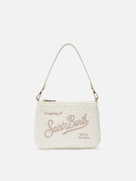 Parisienne Mini-Schultertasche aus weißem Tweed
