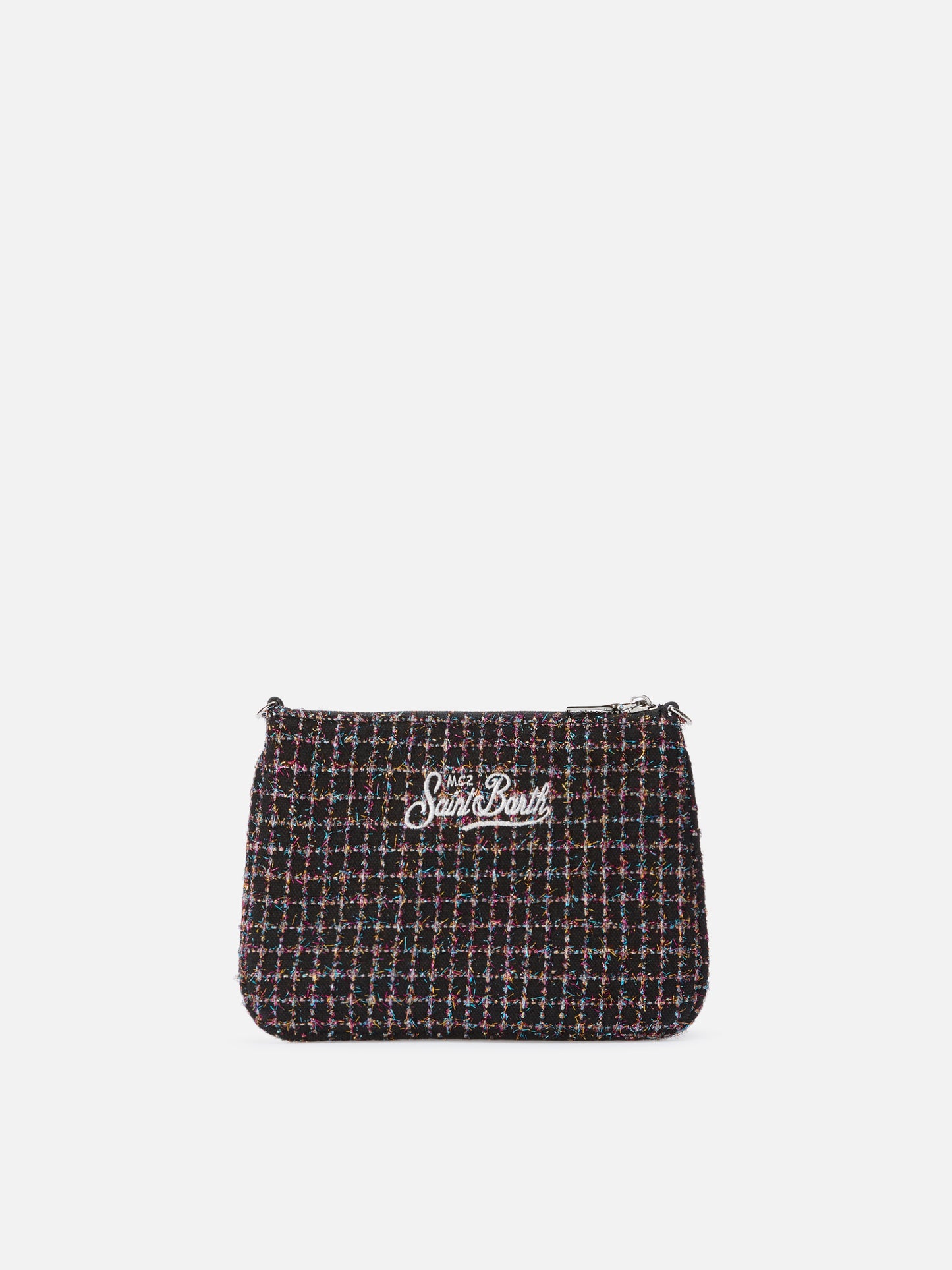 Parisienne Mini-Schultertasche aus glänzendem schwarzem Tweed
