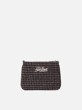 Parisienne Mini-Schultertasche aus glänzendem schwarzem Tweed