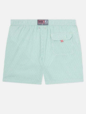 Bañador shorts de seersucker a rayas Patmos en verde salvia y blanco 