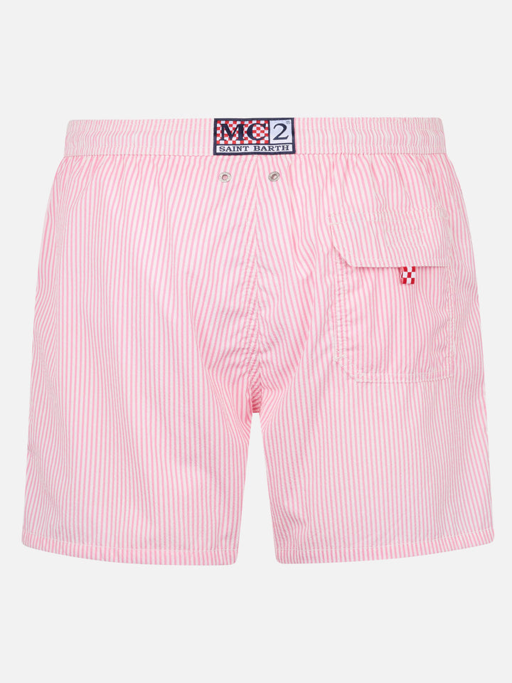 Seersucker pink striped classic light swim shorts Patmos