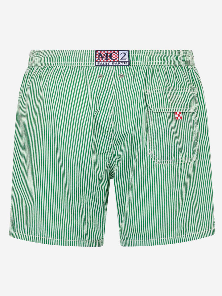 Seersucker green striped classic light swim shorts Patmos