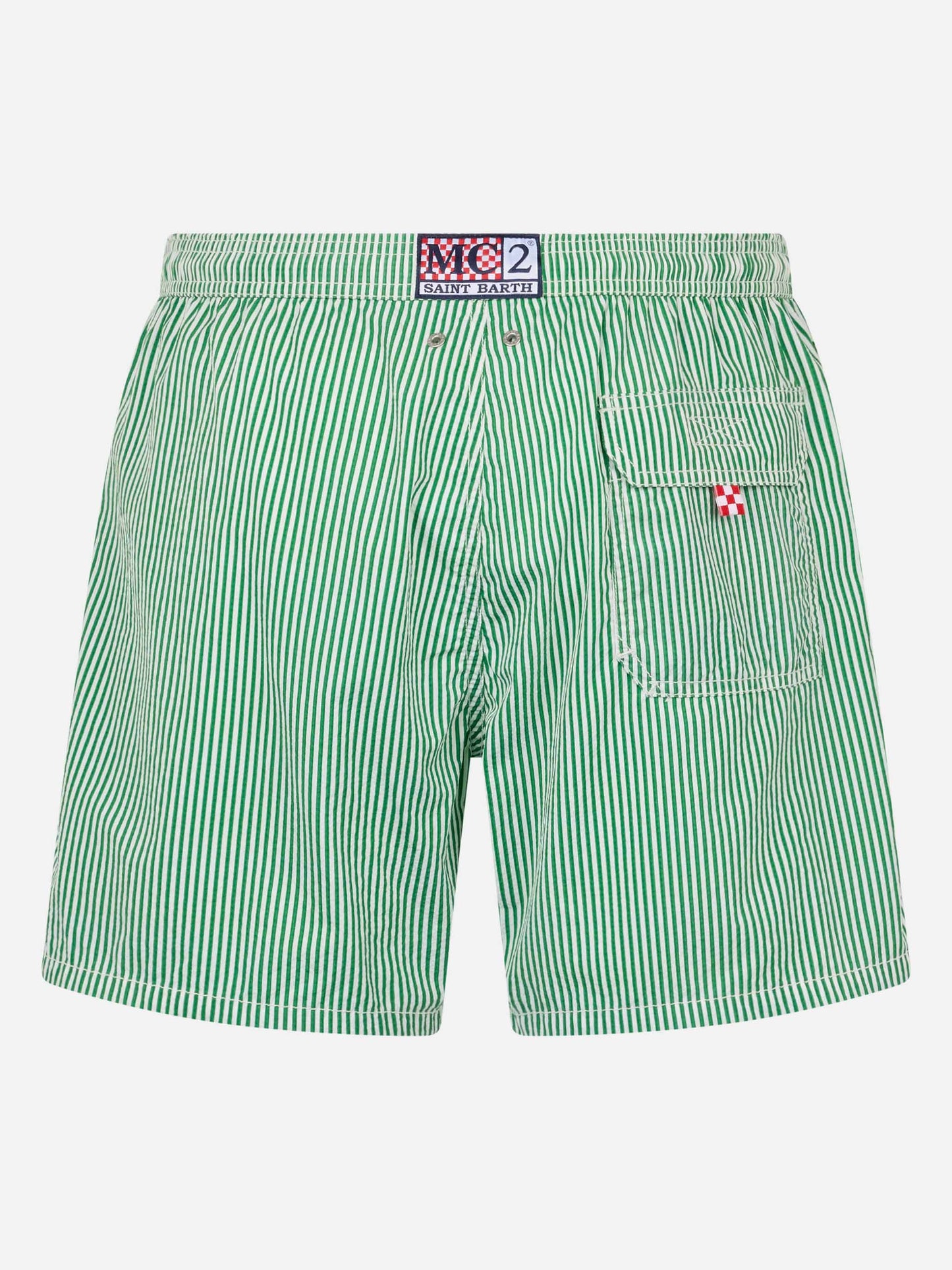 Seersucker green striped classic light swim shorts Patmos