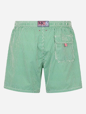 Seersucker green striped classic light swim shorts Patmos