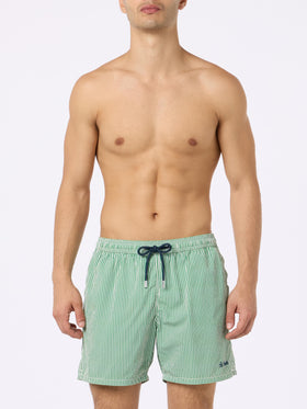 Seersucker green striped classic light swim shorts Patmos