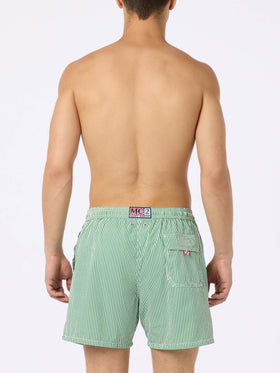 Seersucker green striped classic light swim shorts Patmos