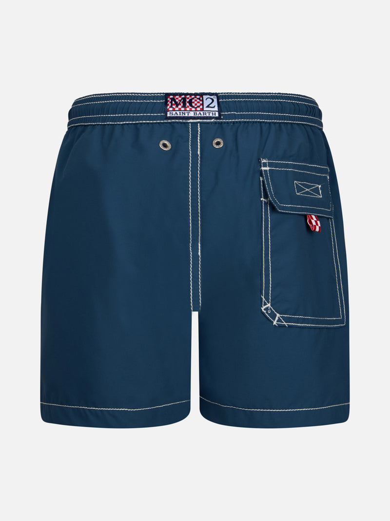 Marineblaue mittellange Badeshorts für Jungen Patmos Jr