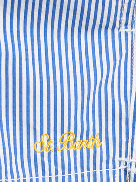 Boy seersucker striped mid-length swim shorts Patmos Jr