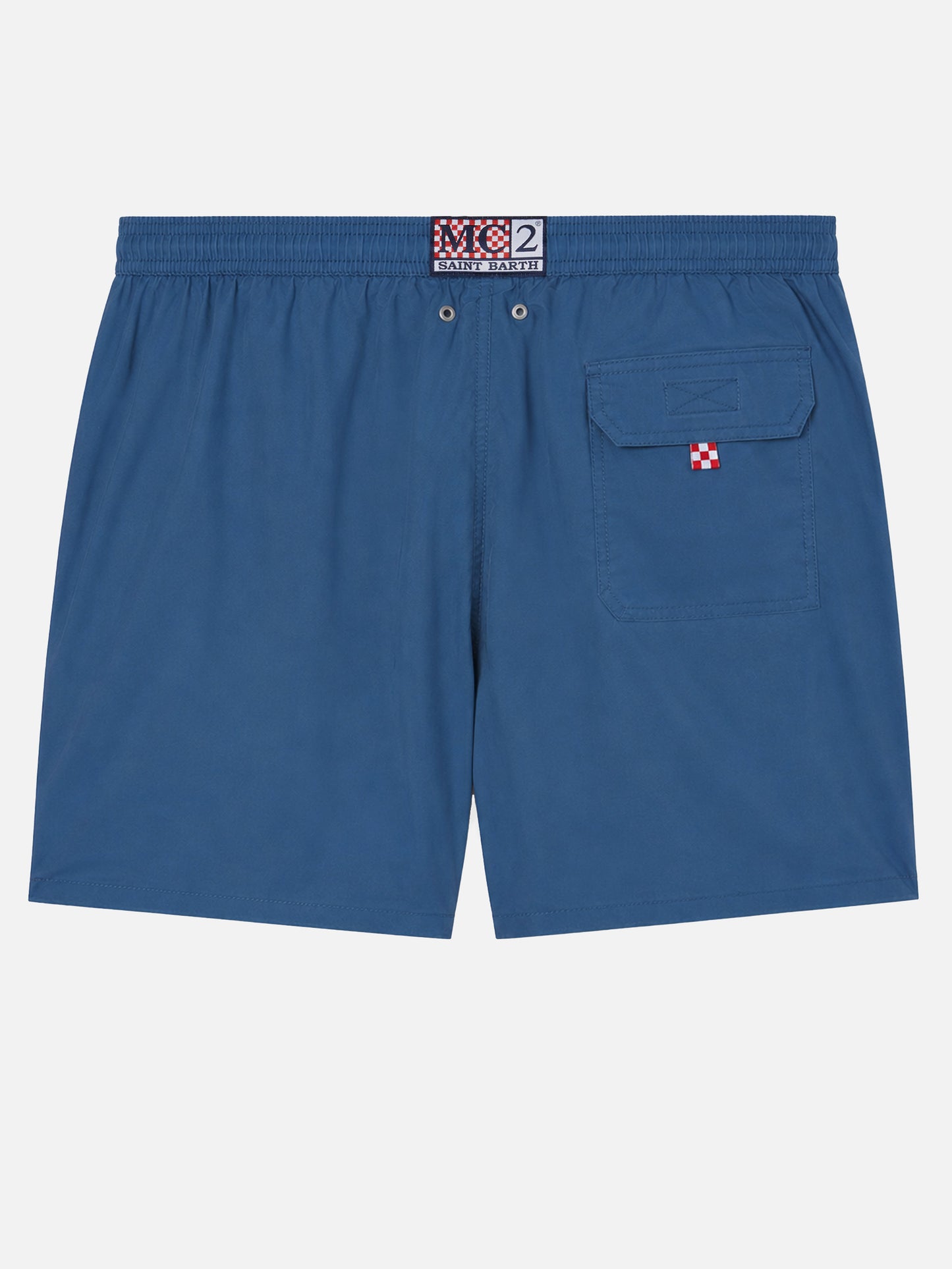 Bañador Patmos en azul marino blue con efecto desgastado y bordado del logo 