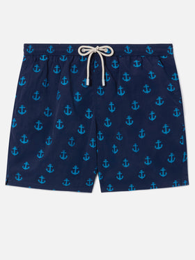 Patmos swim shorts in blue with all-over anchor print