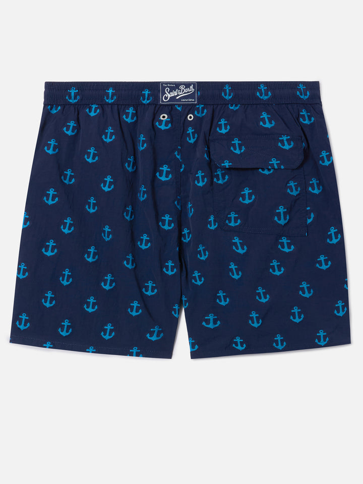 Patmos swim shorts in blue with all-over anchor print
