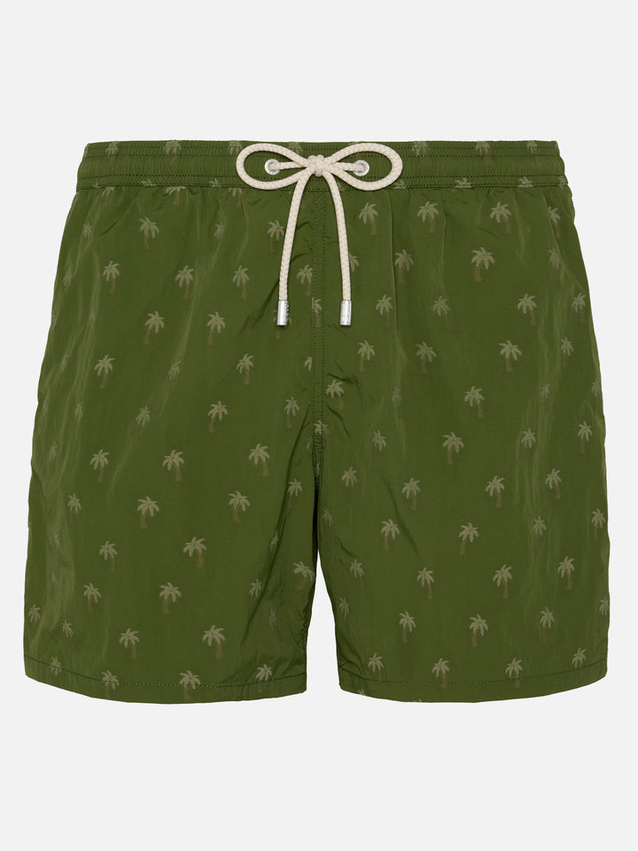 Mittellange Badeshorts Patmos The Riviera mit Palmen-Jacquard