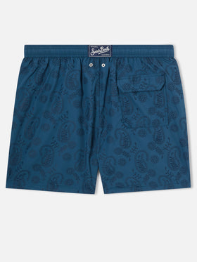 Patmos swim shorts in blue sangallo with embroidery