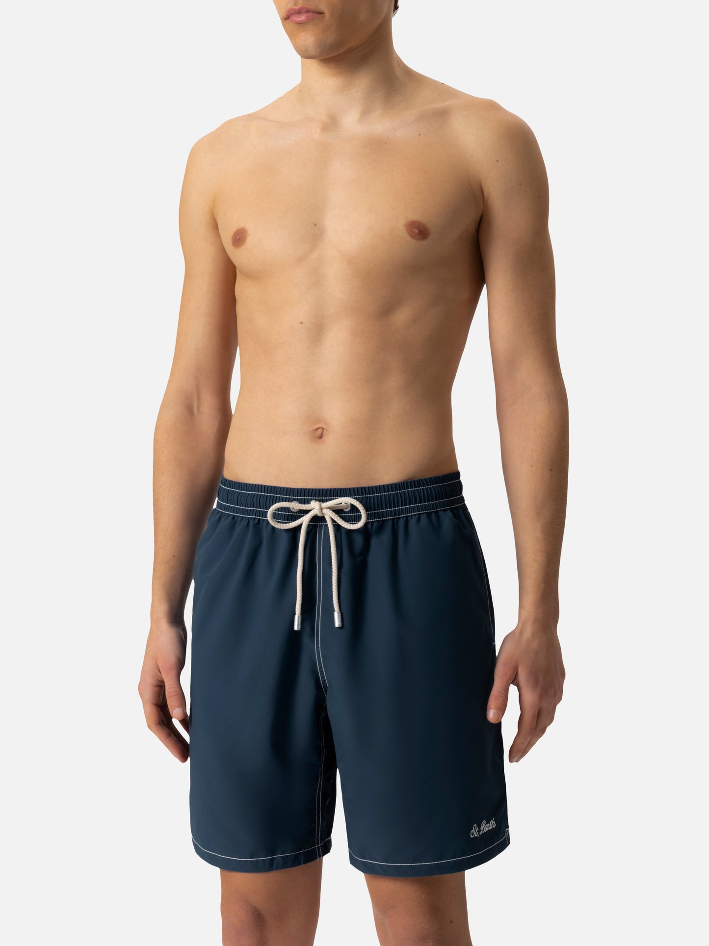 Marineblaue lange Badeshorts Patmos