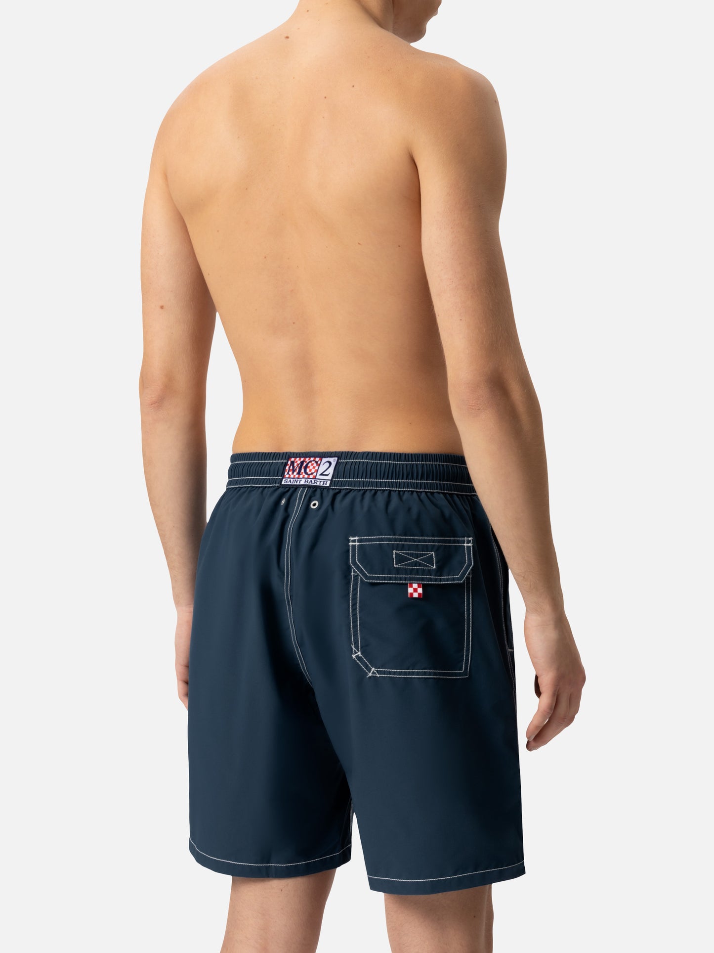 Marineblaue lange Badeshorts Patmos