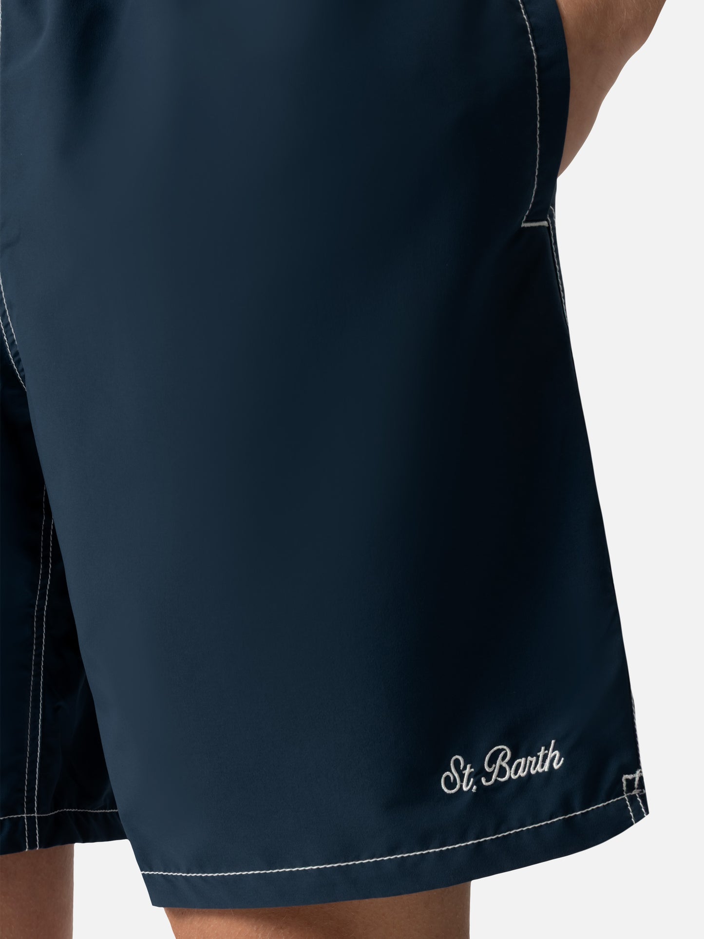 Marineblaue lange Badeshorts Patmos