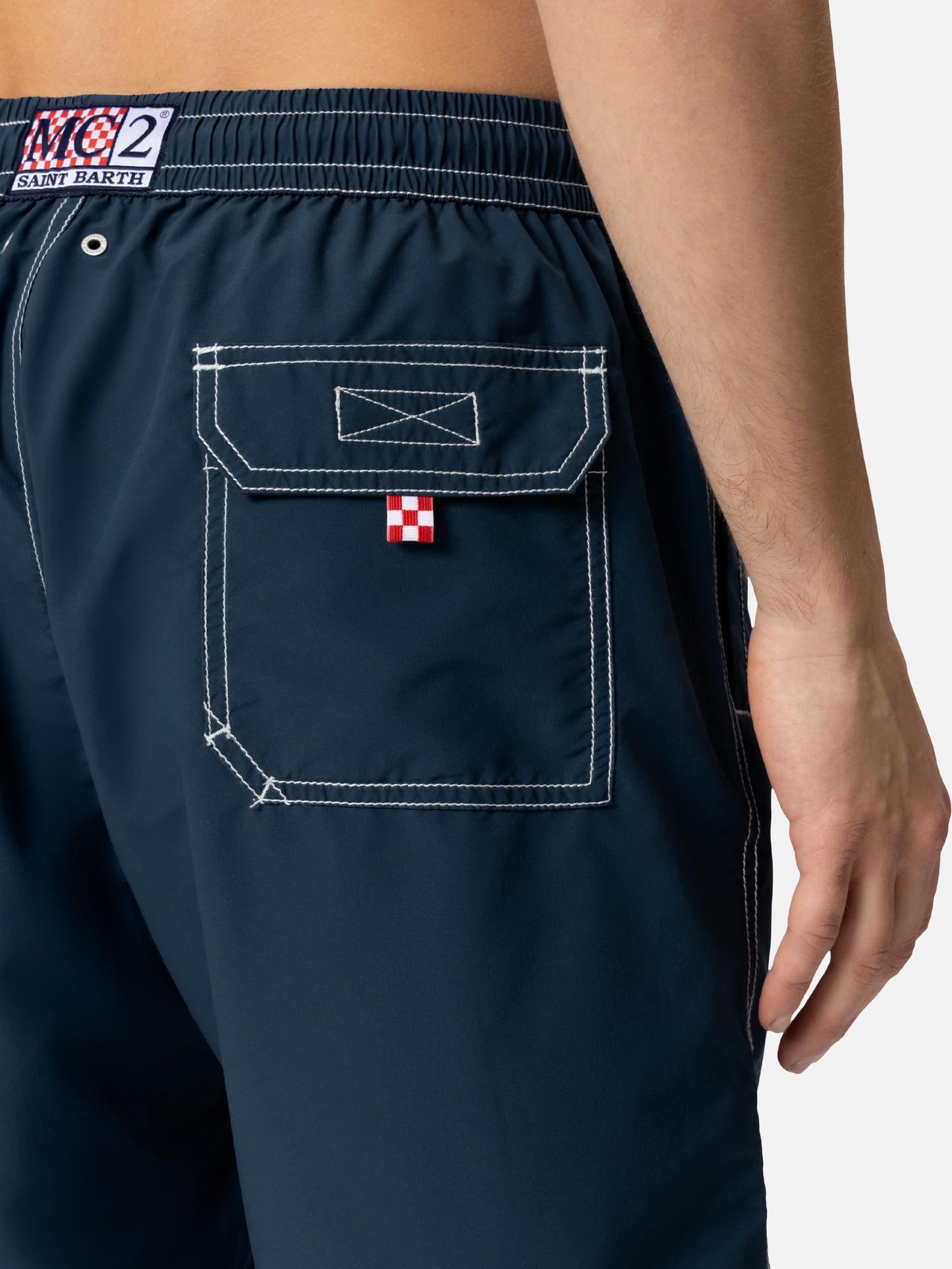 Marineblaue lange Badeshorts Patmos