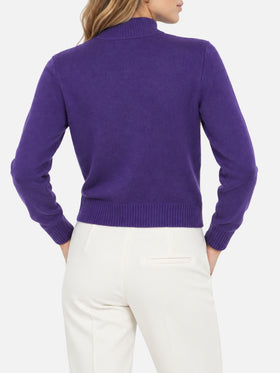 Peak purple sweater with Mont Rosè postcard
