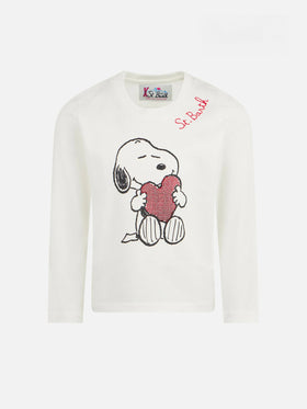 T-shirt da bambina in cotone pesante con stampa Snoopy in strass | EDIZIONE SPECIALE SNOOPY PEANUTS™