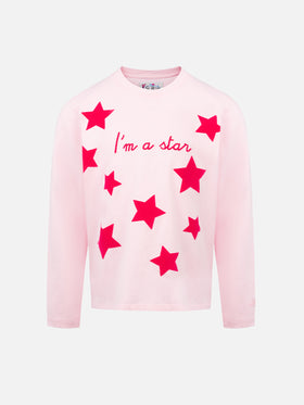 Girl pink long-sleeve t-shirt Penny with I'm a star embroidery
