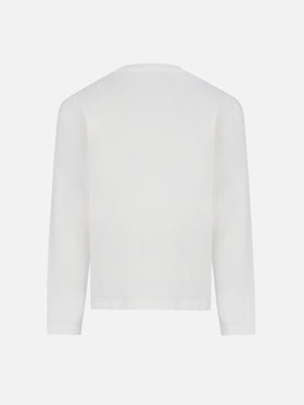 Girl white long-sleeve t-shirt Penny with Saint Barth rhinestones logo