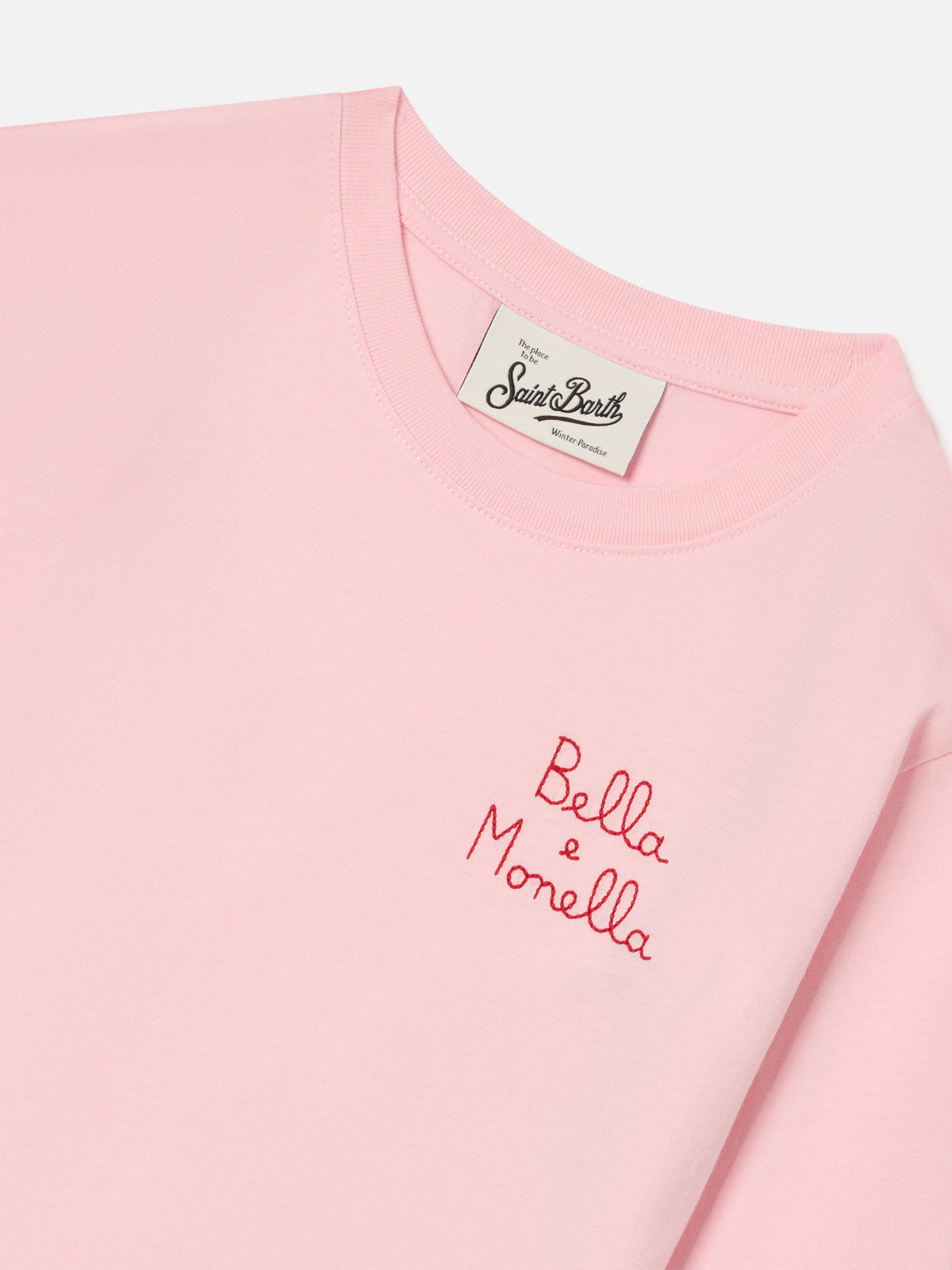 Camiseta de algodón Pink Penny de manga larga con bordado Bella E Monella 
