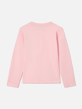 Camiseta de algodón Pink Penny de manga larga con bordado Bella E Monella 