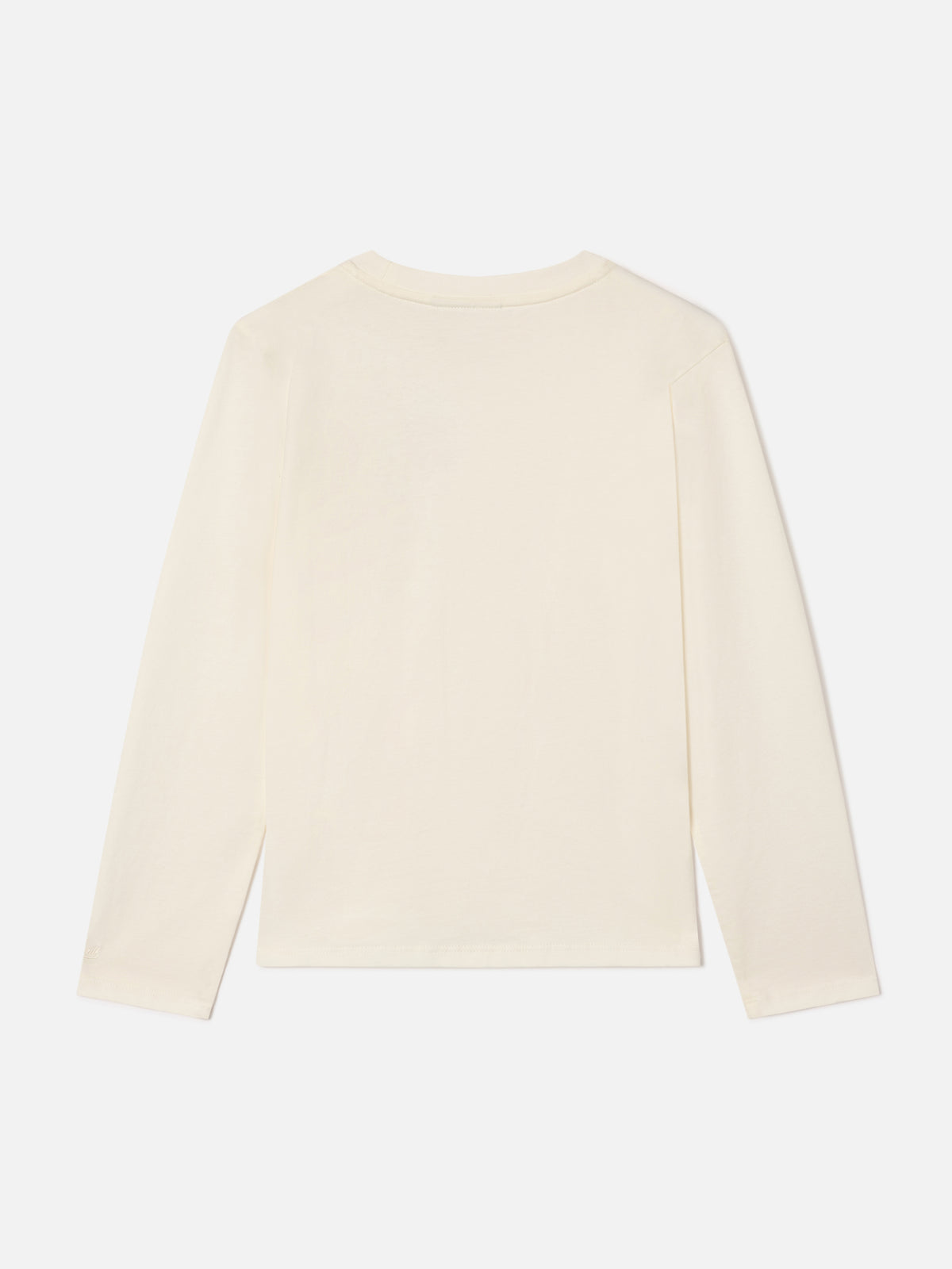 Langärmliges T-Shirt aus creamfarbenem Baumwolljersey mit Miss Sono Stancata-Stickerei 