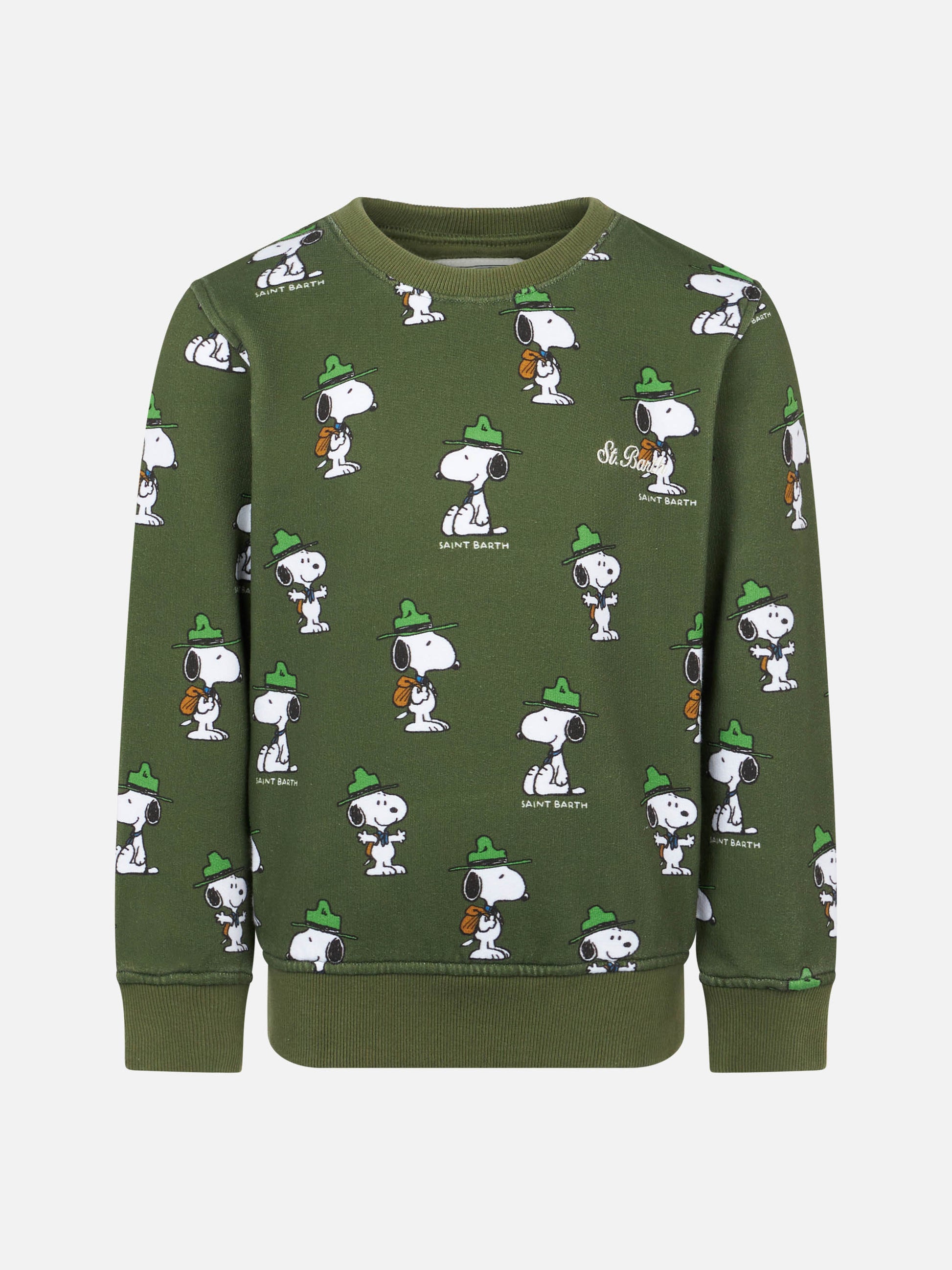 Boy crewneck green sweatshirt with Snoopy print | SNOOPY PEANUTS™ SPECIAL EDITION - MC2 Saint Barth