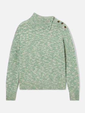 Maglia Philomene verde salvia a collo alto in lana con ricamo logo