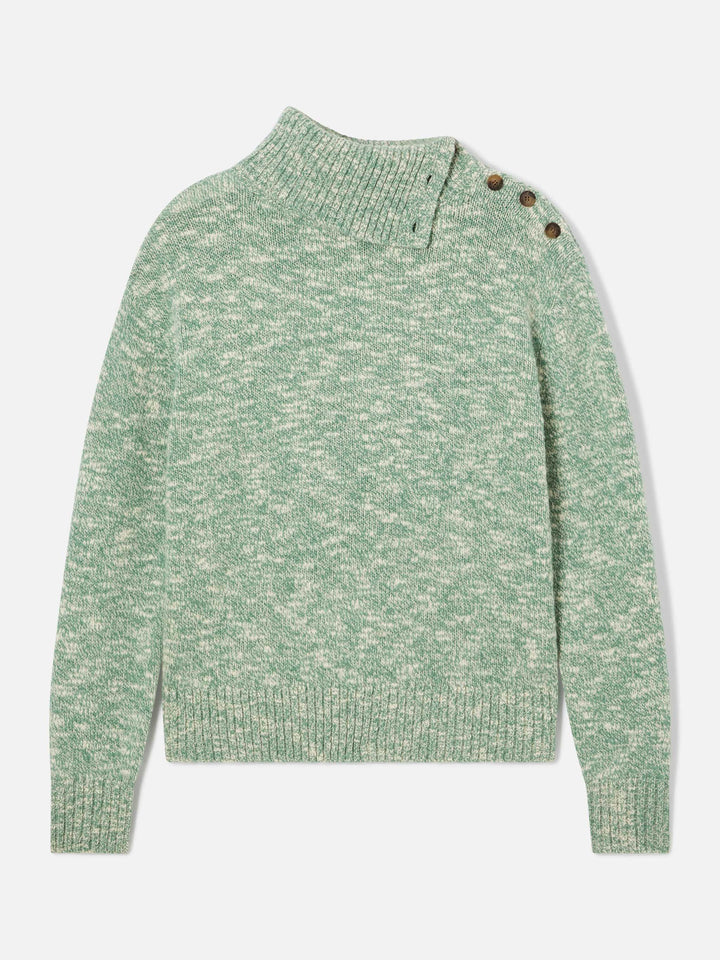 Maglia Philomene verde salvia a collo alto in lana con ricamo logo