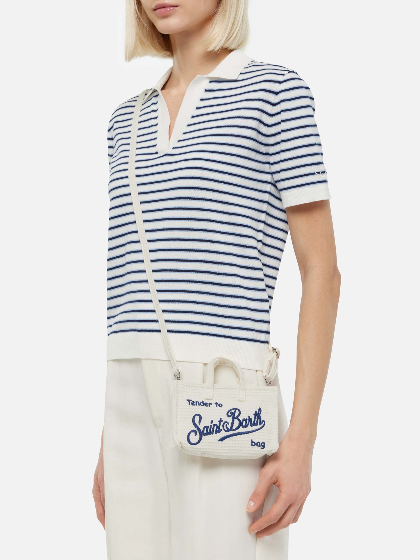 Beige Handytasche mit Wabenmuster