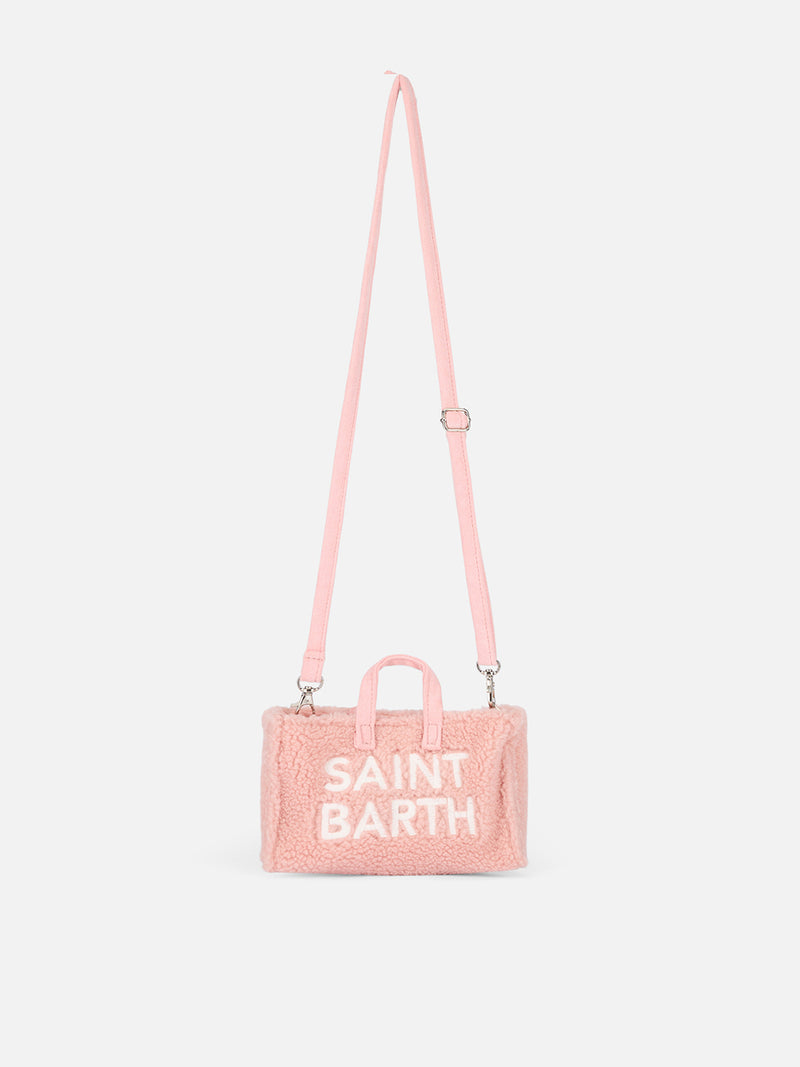 Borsa per telefono in tessuto teddy rosa con ricamo del logo Saint Barth