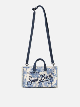 Canvas-Tasche Micro Phone mit Toile-de-Jouy-Print und kontrastierendem Logo 
