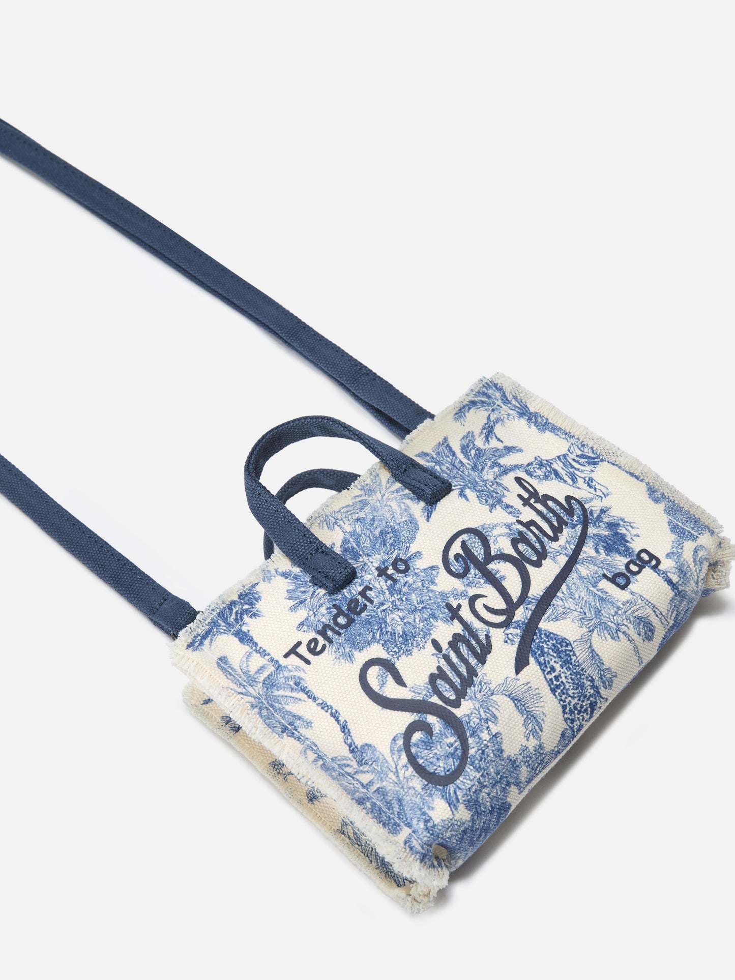 Canvas-Tasche Micro Phone mit Toile-de-Jouy-Print und kontrastierendem Logo 