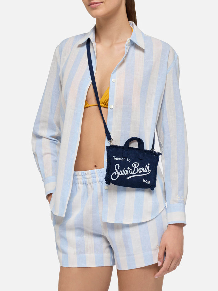 Marineblaue Telefontasche aus Leinen