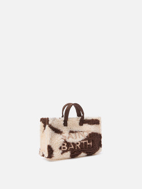 Mini Phone Bag Teddy in cow-print sherpa