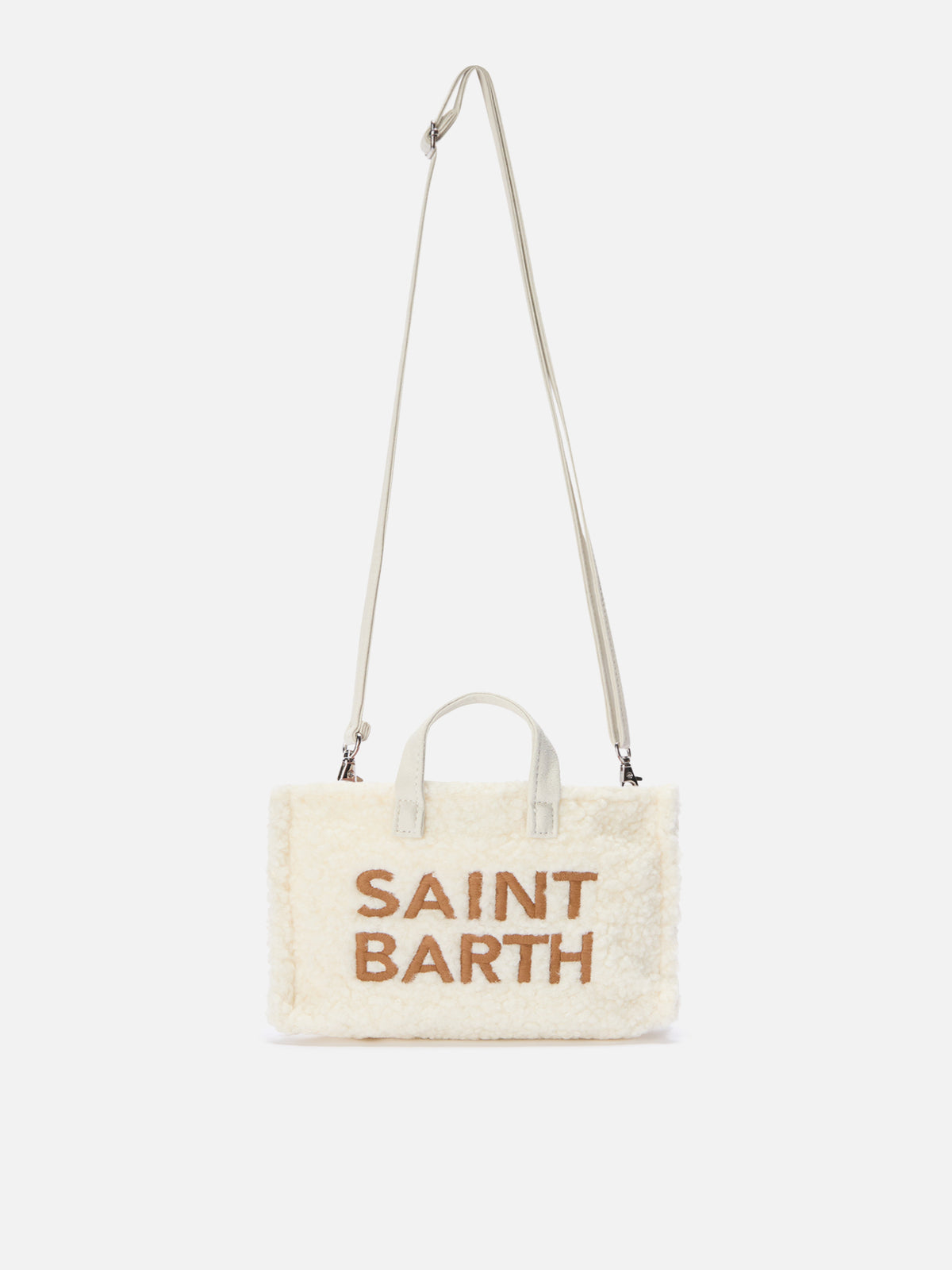Phone Bag Off white en tejido teddy con bordado del logo 