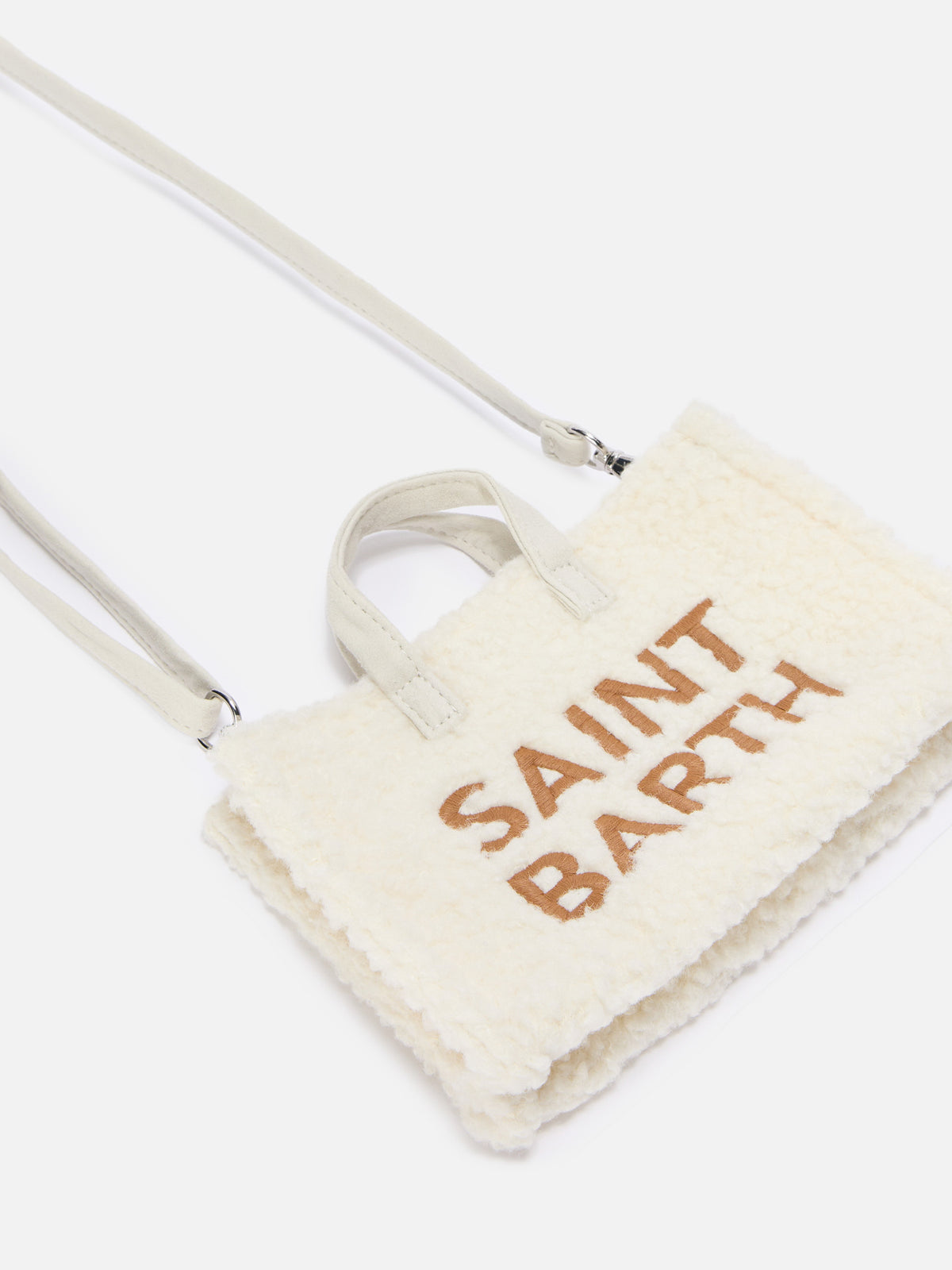 Phone Bag Off white en tejido teddy con bordado del logo 