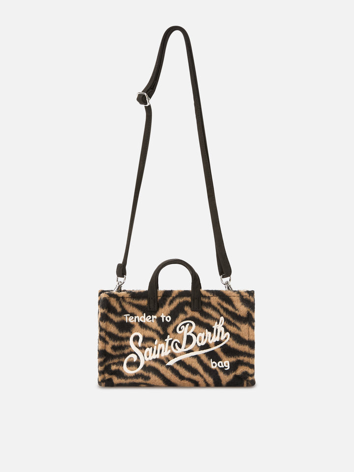Phone Bag en fieltro con estampado de cebra 