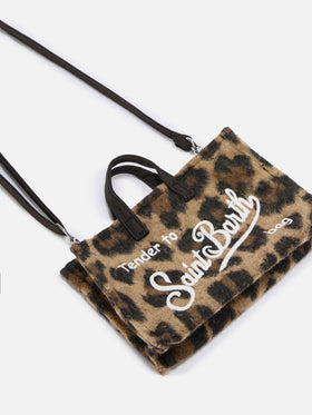 Phone Bag en fieltro con estampado de leopardo 