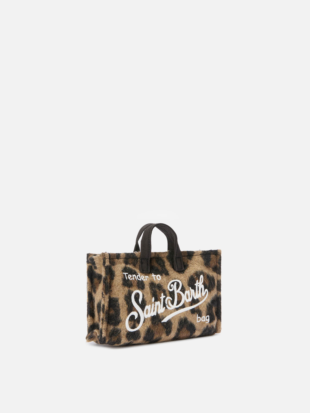 Phone Bag en fieltro con estampado de leopardo 