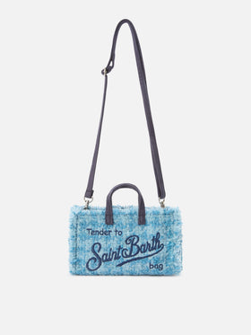 Bolso para teléfono Light blue en tweed con bordado del logo 