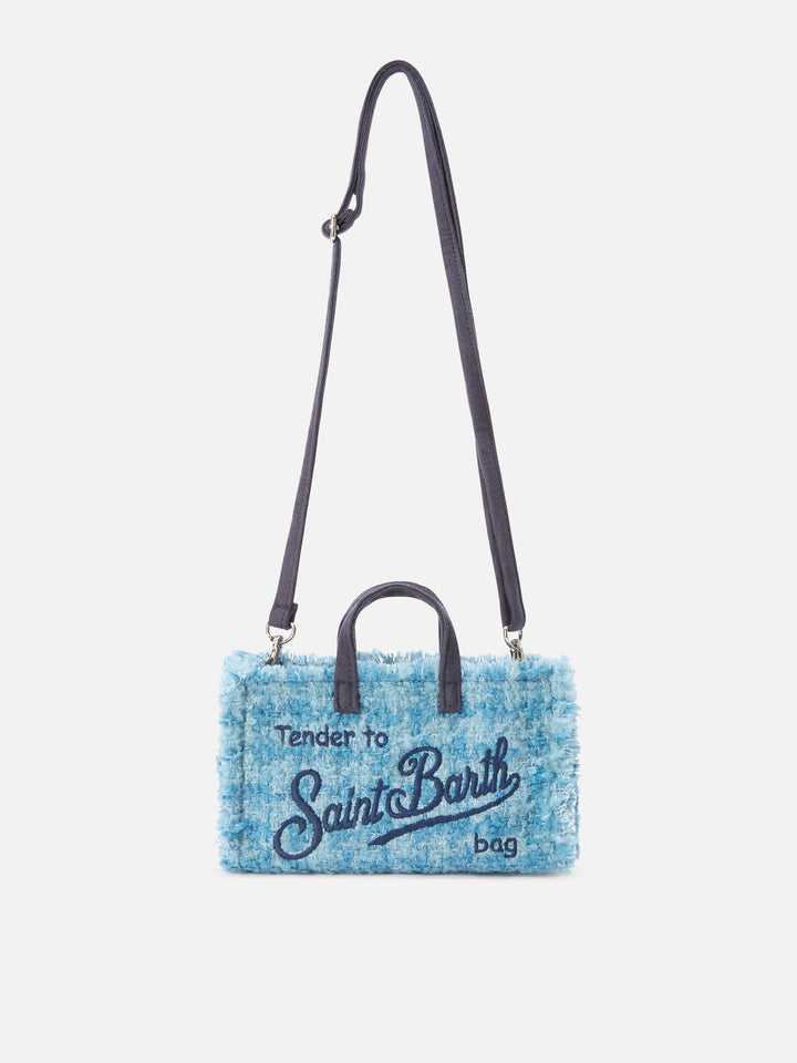 Bolso para teléfono Light blue en tweed con bordado del logo 